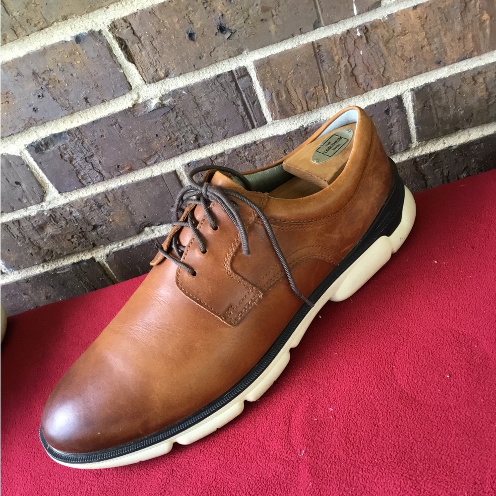 Johnston & Murphy Tan Leather Derby with White Sole